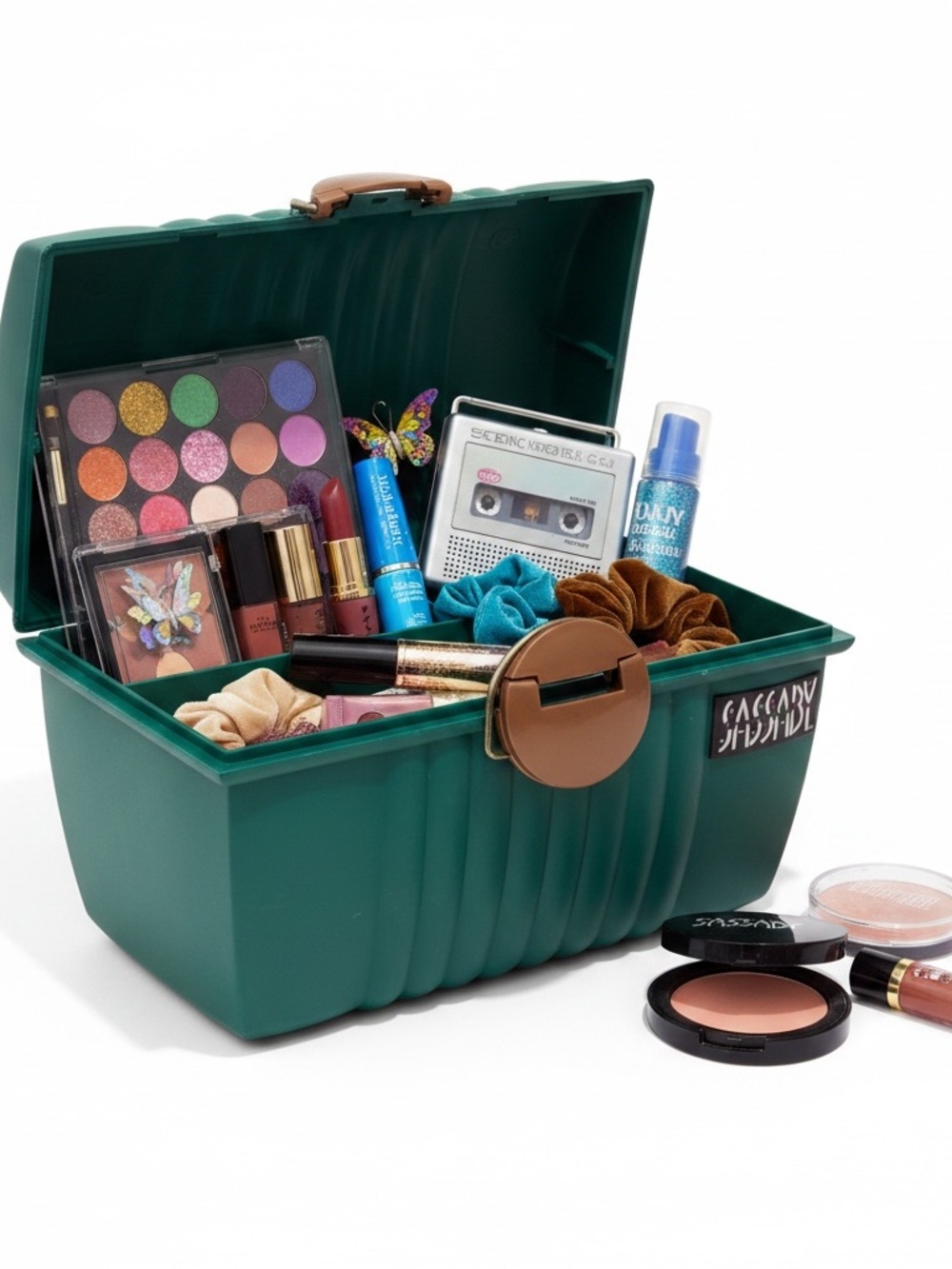 1990s Sassaby Emerald Green Makeup Tackle Box - Picture 2 of 8